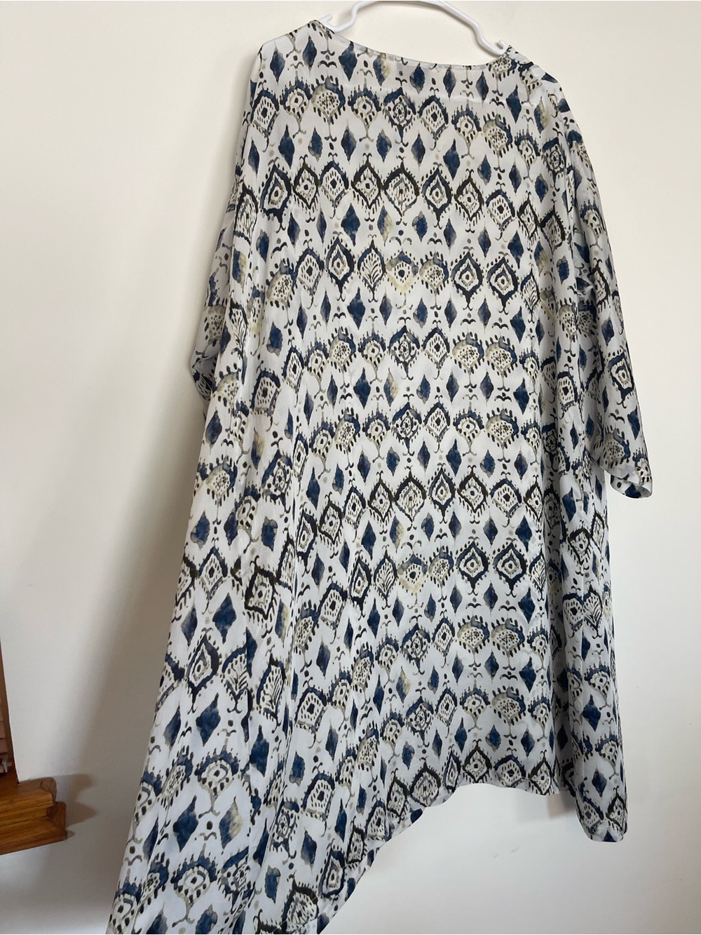 Raag Lagenlook Block Print Satin Oversized Dress Midi Soft Cool Size Medium